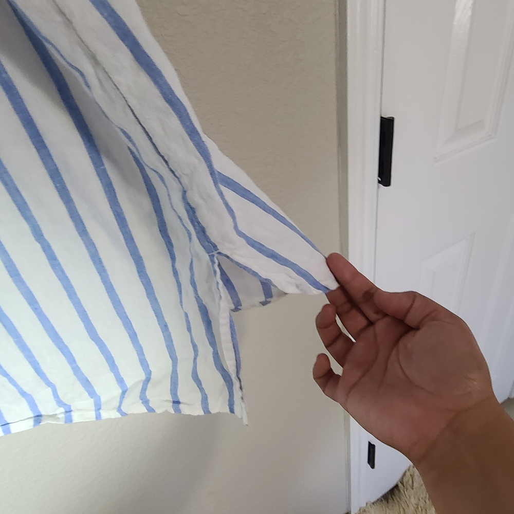 J. Jill Casual Blue and White Striped Shirt - Picture 5 of 6